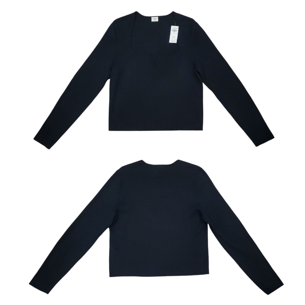 Abercrombie & Fitch Waffle Knit Top Notch Sweetheart Neckline Long Sleev… - Picture 14 of 14